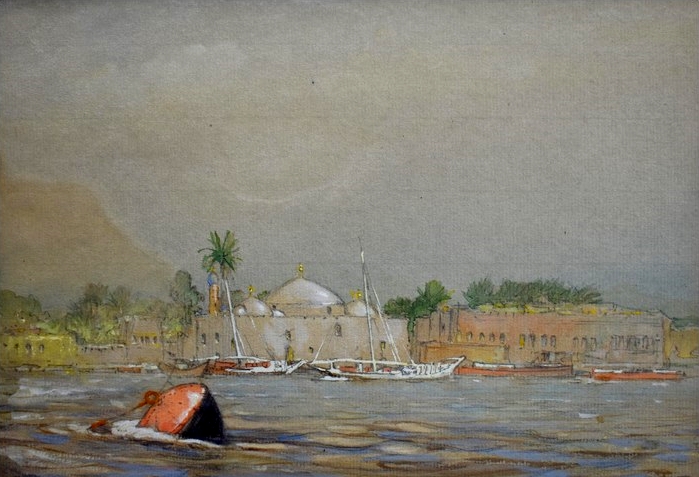 D. Maxwell The Tigris in flood, Baghdad, watercolour, signed, 19 x 27