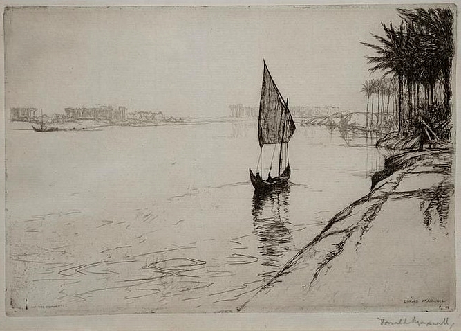 DONALD MAXWELL (1877-1936) 'On the Euphrates', signed in pencil in the margin, 15 x 22.5cm